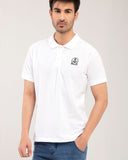 ADAM Clothing men's white embroidery polo shirt — regular fit, chest embroidery detail, 100% cotton