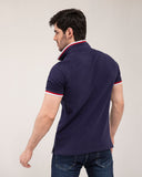 ADAM Men's Polo with Contrast Collar Trim – Full Body Shot Showing Regular Fit and Ribbed Cuffs