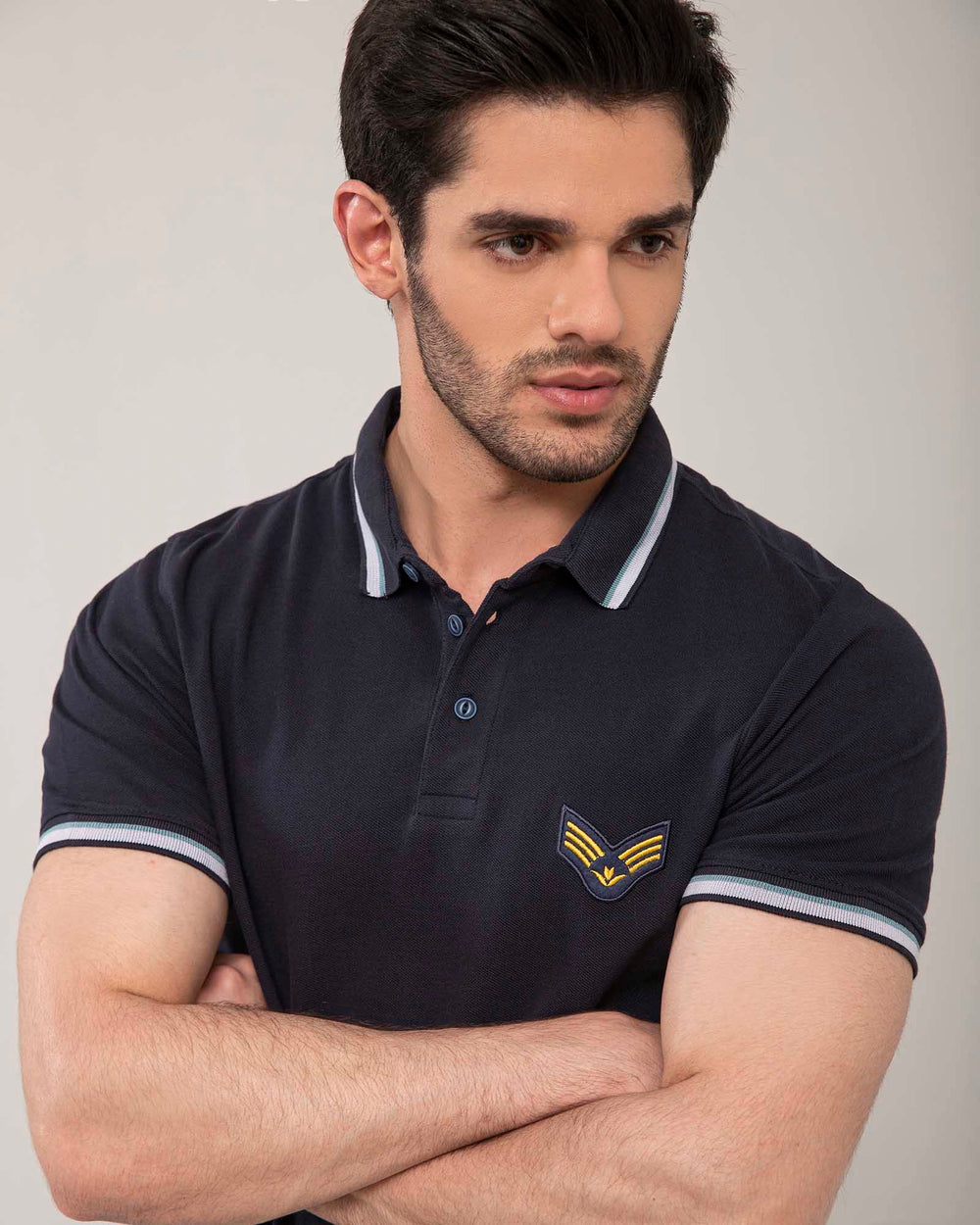 ADAM Men's Polo Shirt – Tipping Collar Detail and Chest Embroidery Close-Up