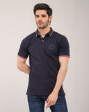REGULAR FIT NAVY POLO WITH TIPPING COLLAR