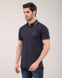 REGULAR FIT NAVY POLO WITH TIPPING COLLAR