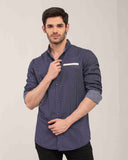 Men's navyblue printed casual shirt — 100% cotton, relaxed fit — ADAM Clothing Pakistan