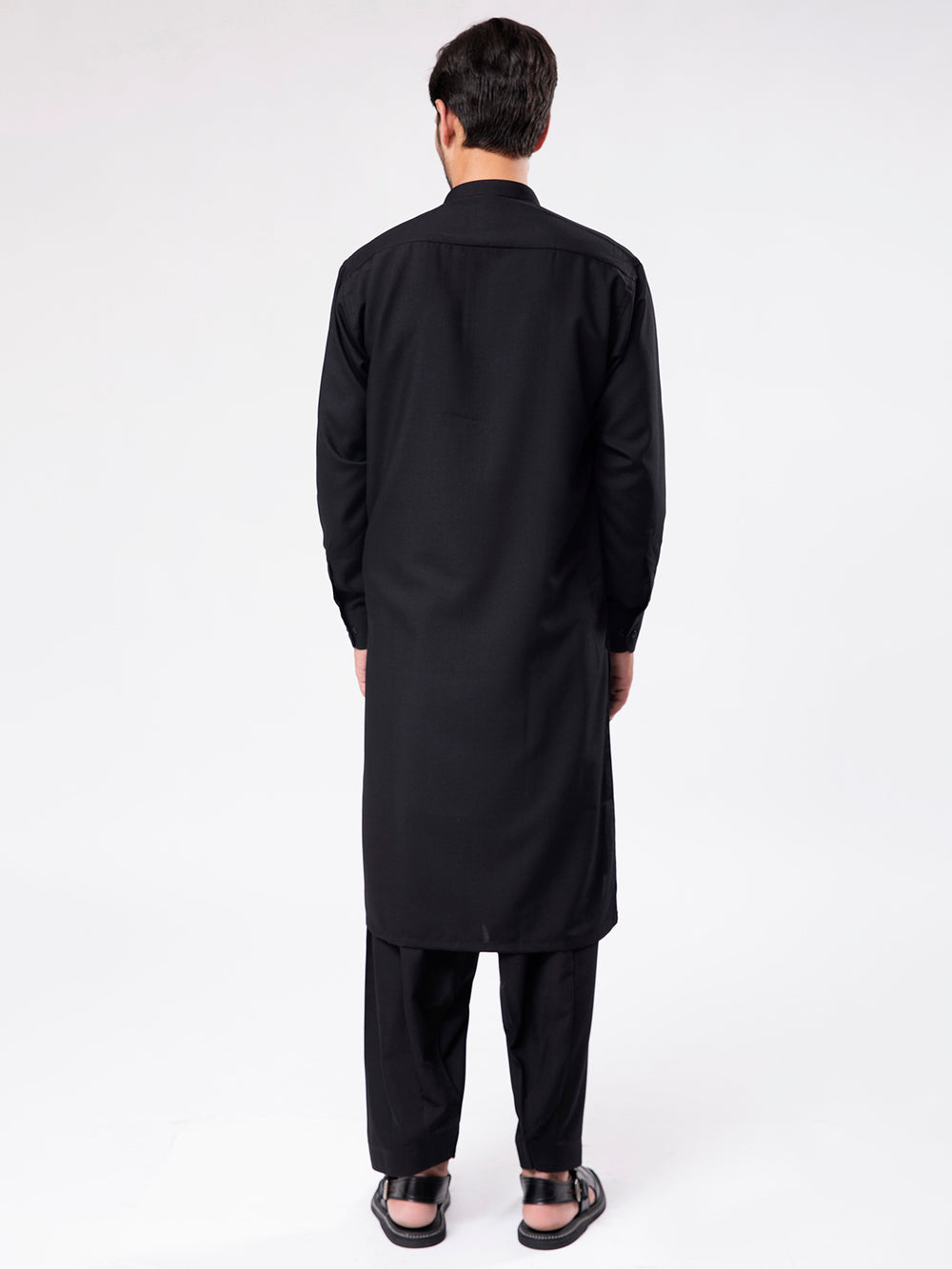 Men's black kameez shalwar back view – clean stitching neat finish – ADAM Clothing