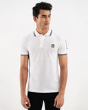 ADAM white tipping collar polo shirt for men — slim fit, breathable fabric, contrast collar trim