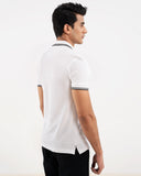 ADAM white men's polo shirt back view — structured tipping collar, clean fit