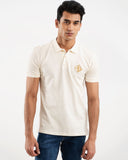 BASIC SLUB PIQUE EMBROIDERY OFF WHITE POLO
