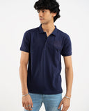 ADAM Clothing men's navy embroidery plain polo shirt – 100% cotton, regular fit