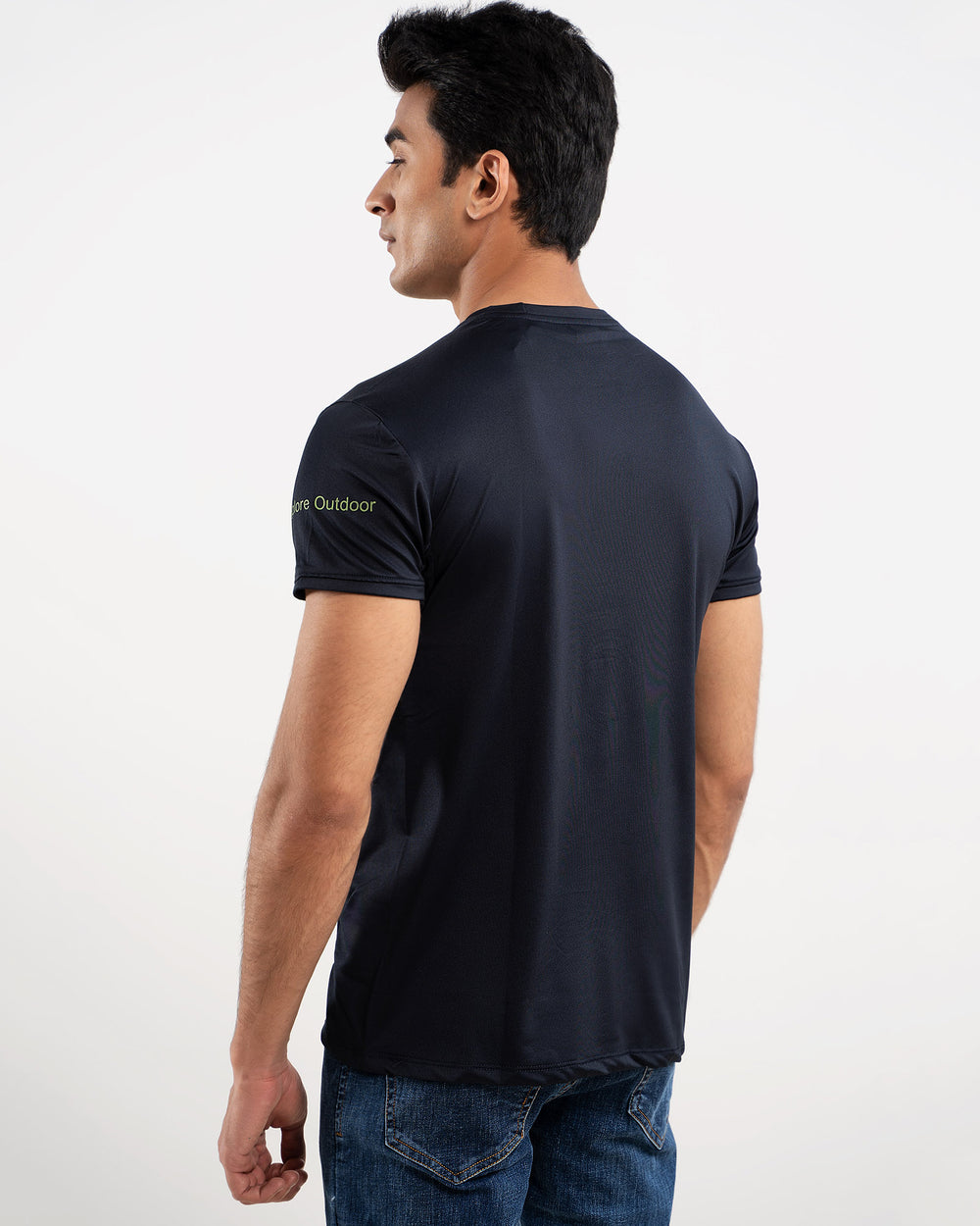 Navy Blue Sports T Shirt For Men - Back View