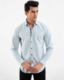 Sky blue casual cotton shirt for men – front view, relaxed fit – ADAM Clothing