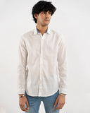 Slub Injected White Casual Shirt for Men