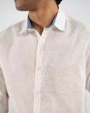 Slub Injected White Casual Shirt for Men
