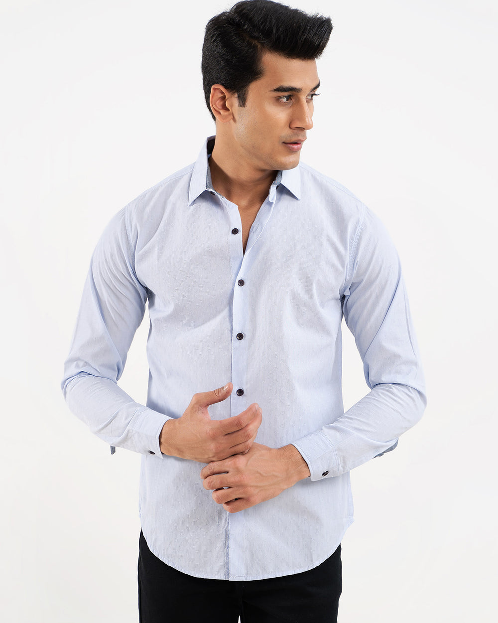 Light blue 100% cotton casual shirt for men — relaxed fit, classic collar — ADAM Clothing Pakistan