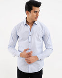 Light blue 100% cotton casual shirt for men — relaxed fit, classic collar — ADAM Clothing Pakistan