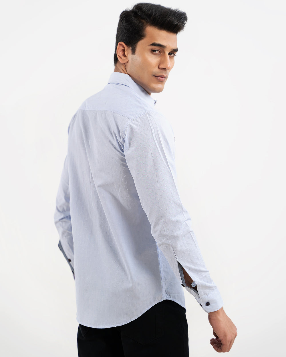 Light blue 100% cotton casual shirt for men — relaxed fit, classic collar — ADAM Clothing Pakistan image 3