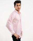 Light pink cotton check shirt for men – regular fit, full sleeves, casual style – ADAM Clothing Pakistan Side pose