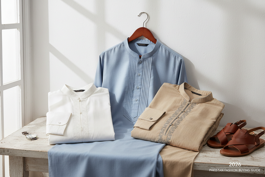 Men's shalwar kameez in cotton and wash-and-wear fabrics — Pakistan buying guide 2026