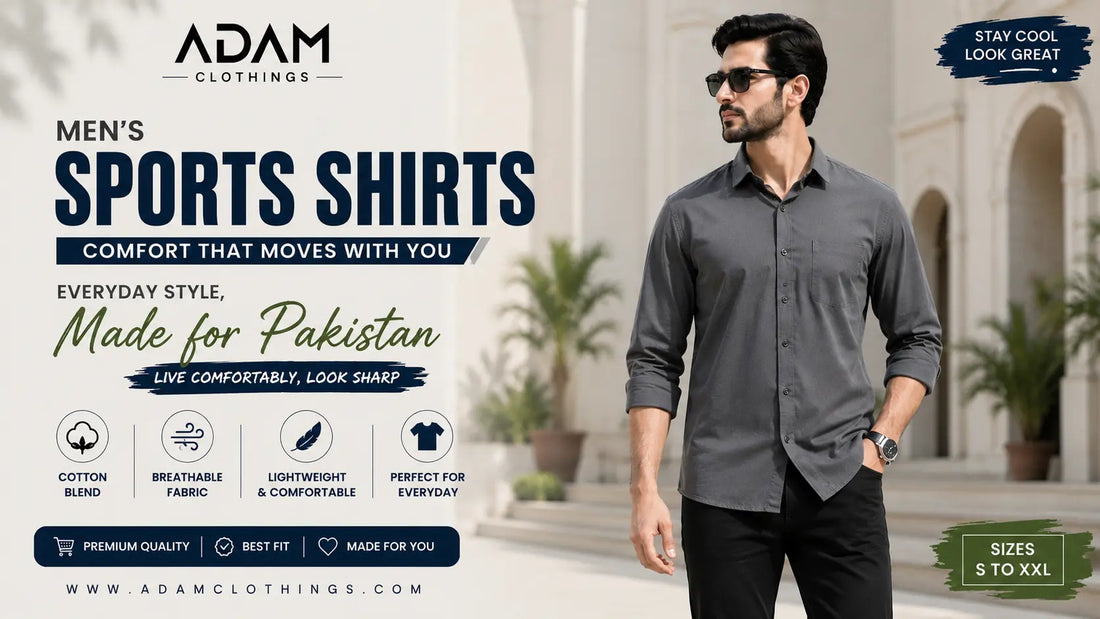 Man wearing a casual cotton-blend sports shirt in Pakistan, everyday style