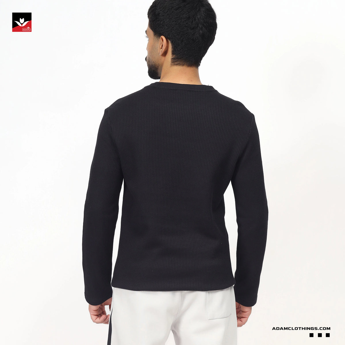 TEXTURED BLACK THERMAL SWEATSHIRT