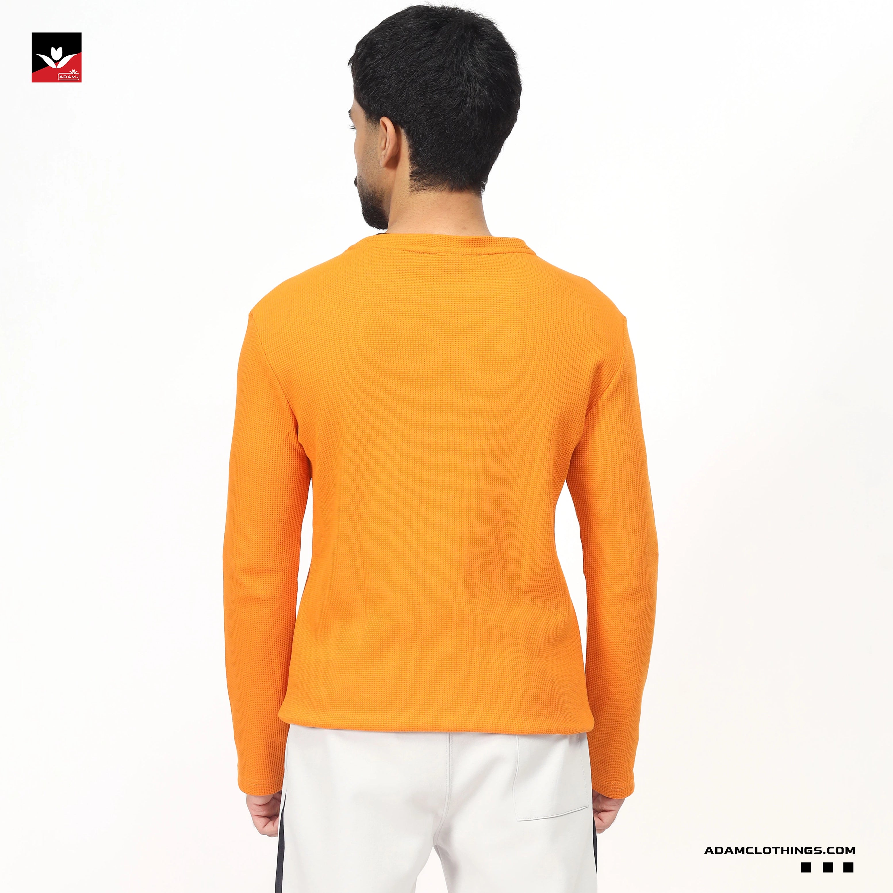 WAFFLE KNIT TEXTURED MUSTARD SWEATSHIRT