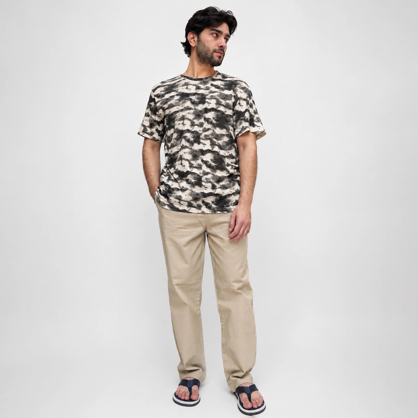 ADAM Textured Printed Tee Shirt for men, front view showing bold graphic print in