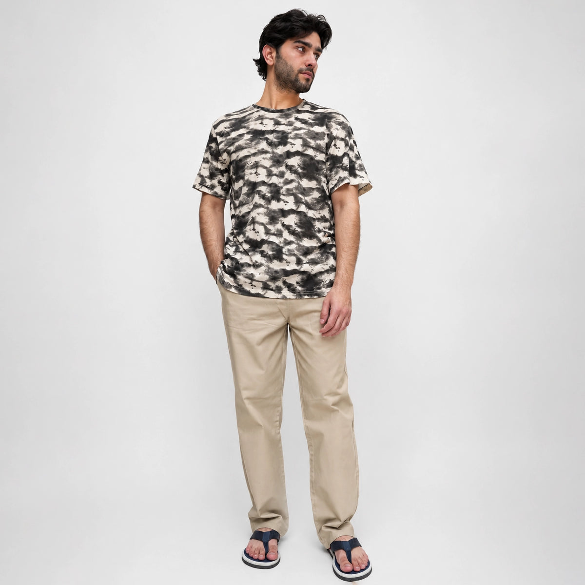 ADAM Textured Printed Tee Shirt for men, front view showing bold graphic print in