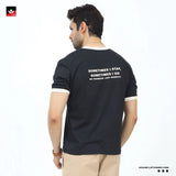CONTRAST RIB BLACK TEE SHIRT