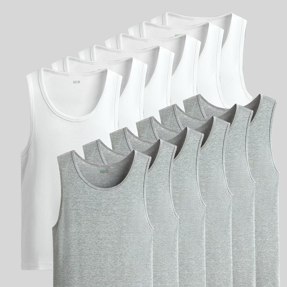 Men's classic cotton vests in white and grey, sleeveless innerwear pack — Vest