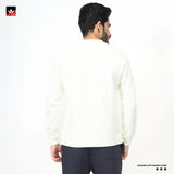 WAFFLE KNIT TEXTURED WHITE SWEATSHIRT