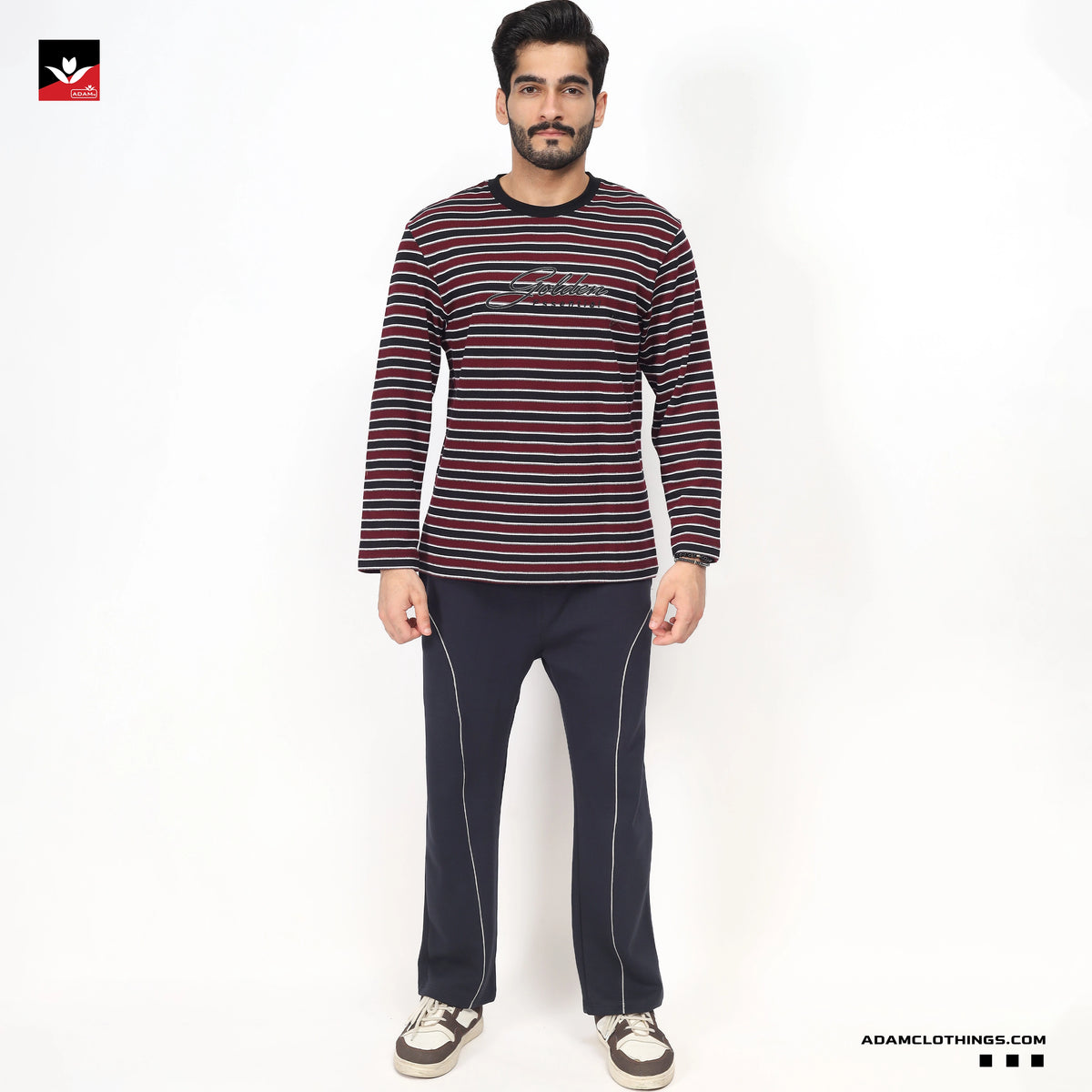 PQ STRIPER EMBROIDED F/S TEE SHIRT