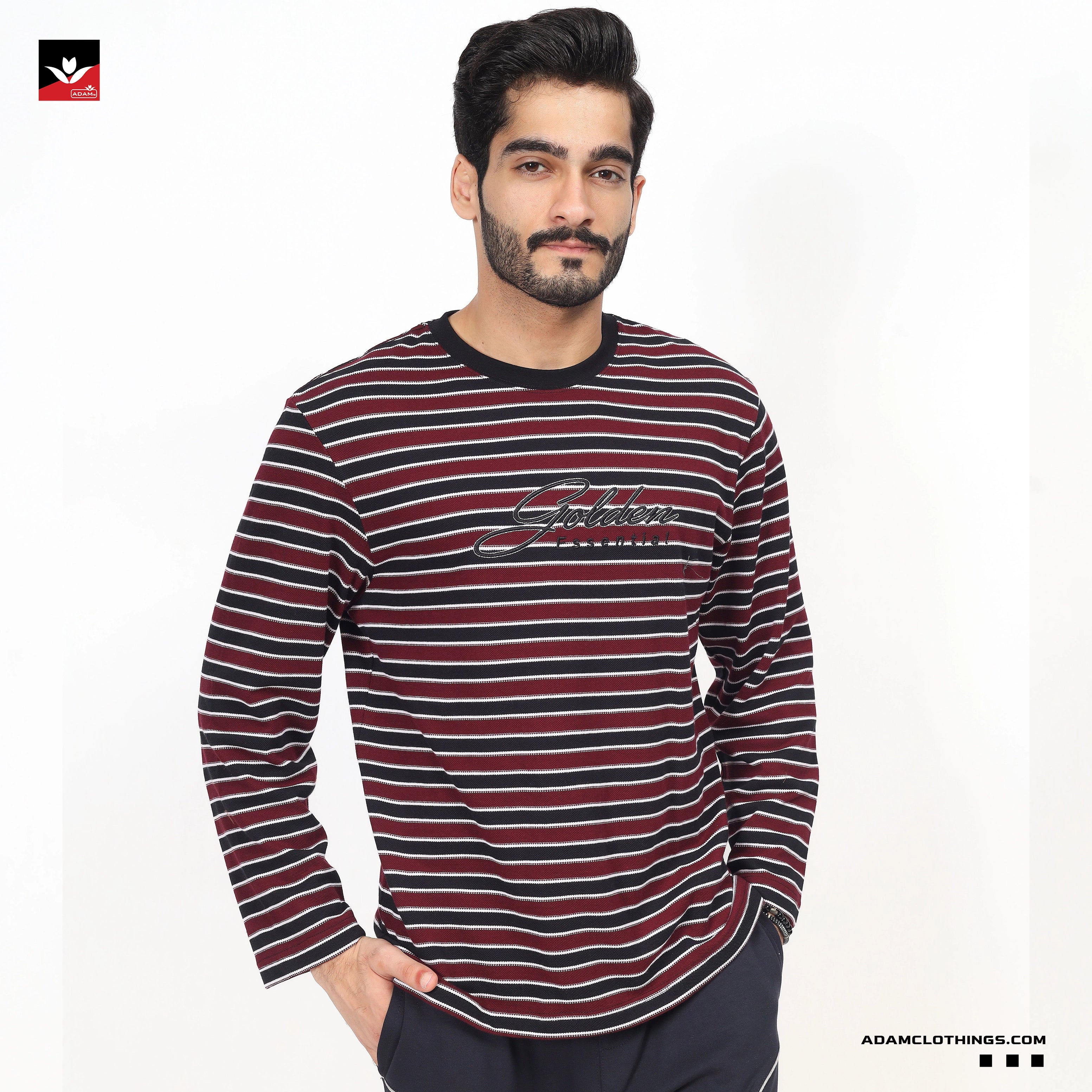 PQ STRIPER EMBROIDED F/S TEE SHIRT