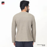 TEXTURED WAFFLE KNIT EMBROIDED SWEATSHIRT