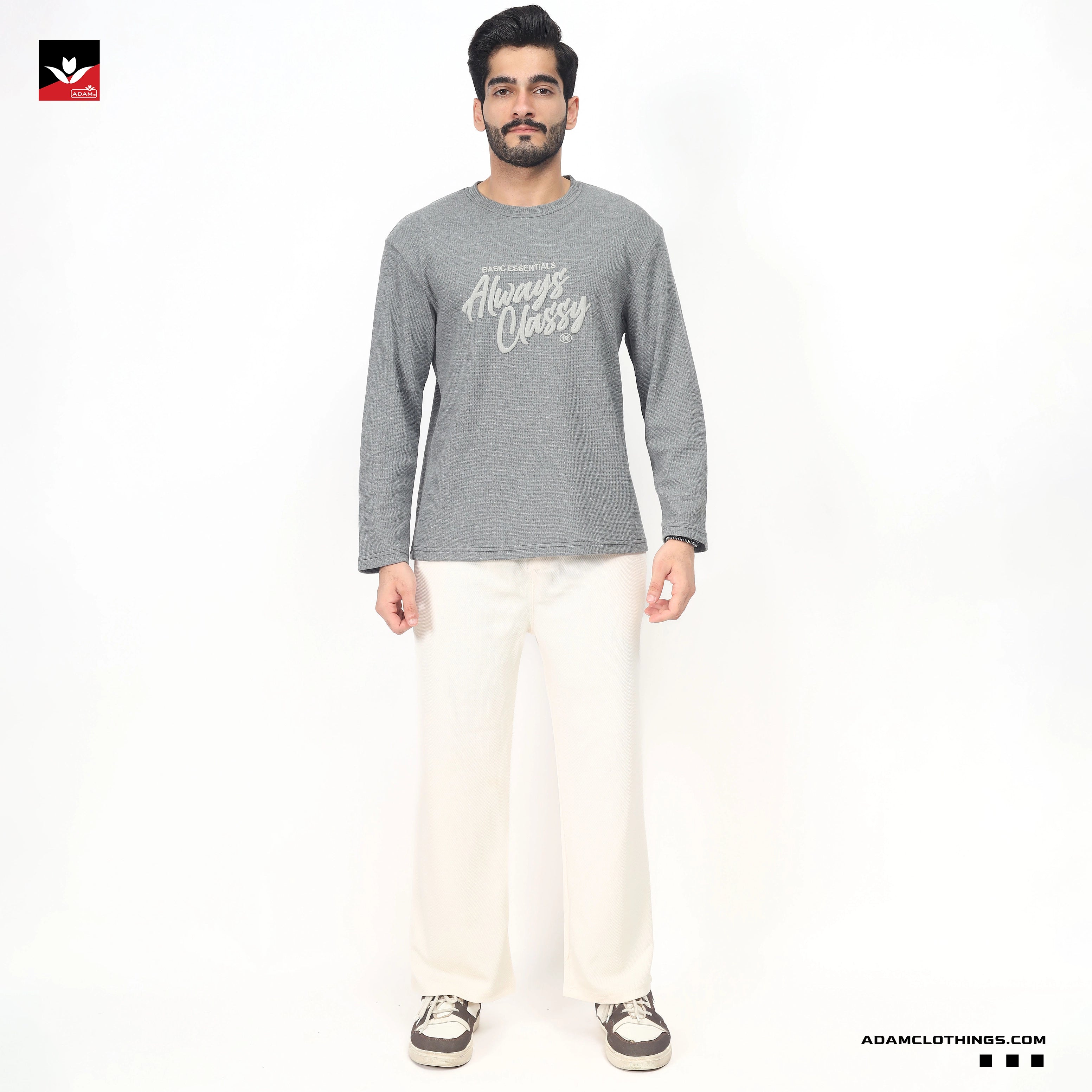 TEXTURED WAFFLE KNIT GRAPHIC SWEATSHIRT