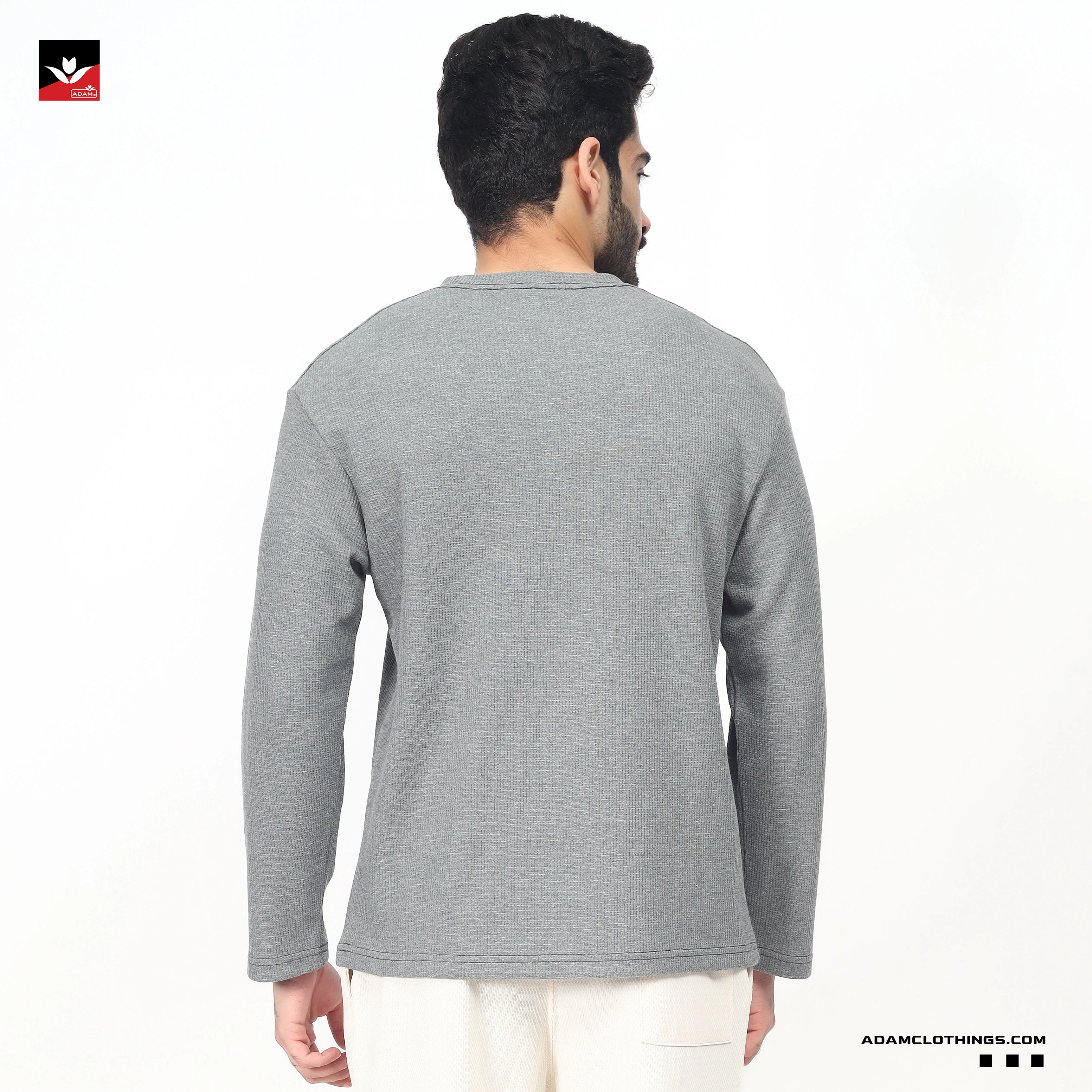 TEXTURED WAFFLE KNIT GRAPHIC SWEATSHIRT