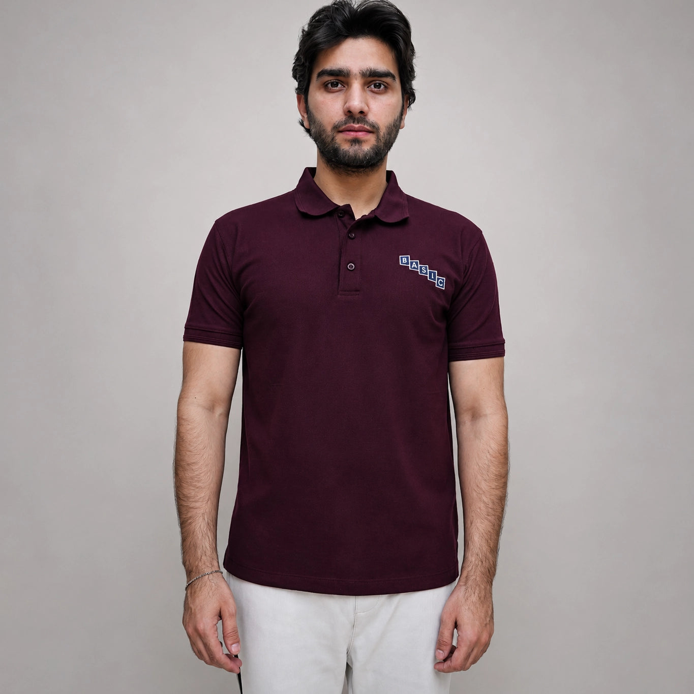 Premium Maroon Embroidery Polo Shirt for Men – ADAM