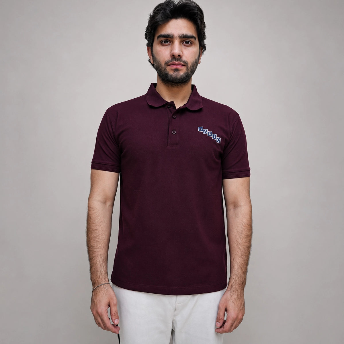 Premium Maroon Embroidery Polo Shirt for Men – ADAM