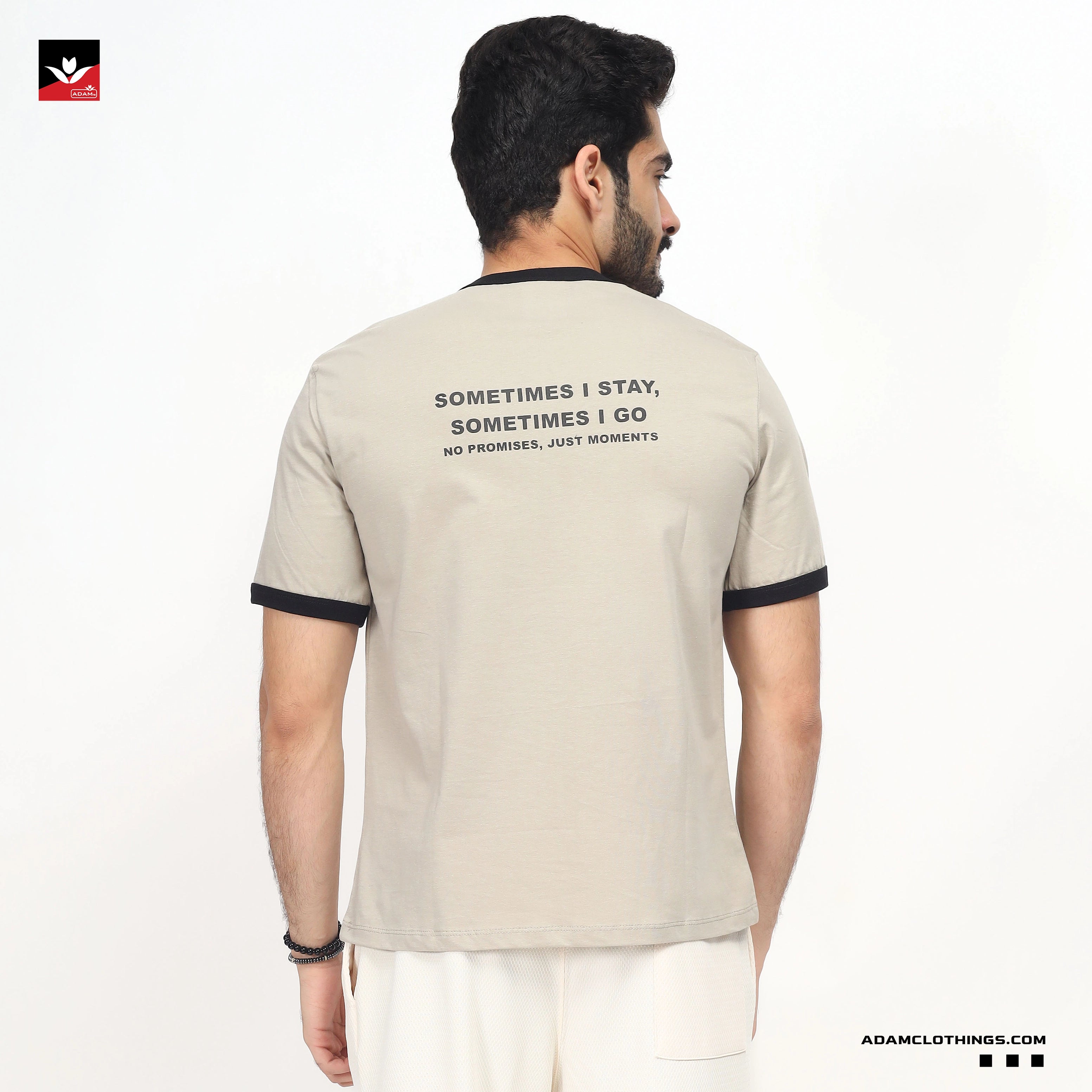 CONTRAST RIB KHAKI TEE SHIRT