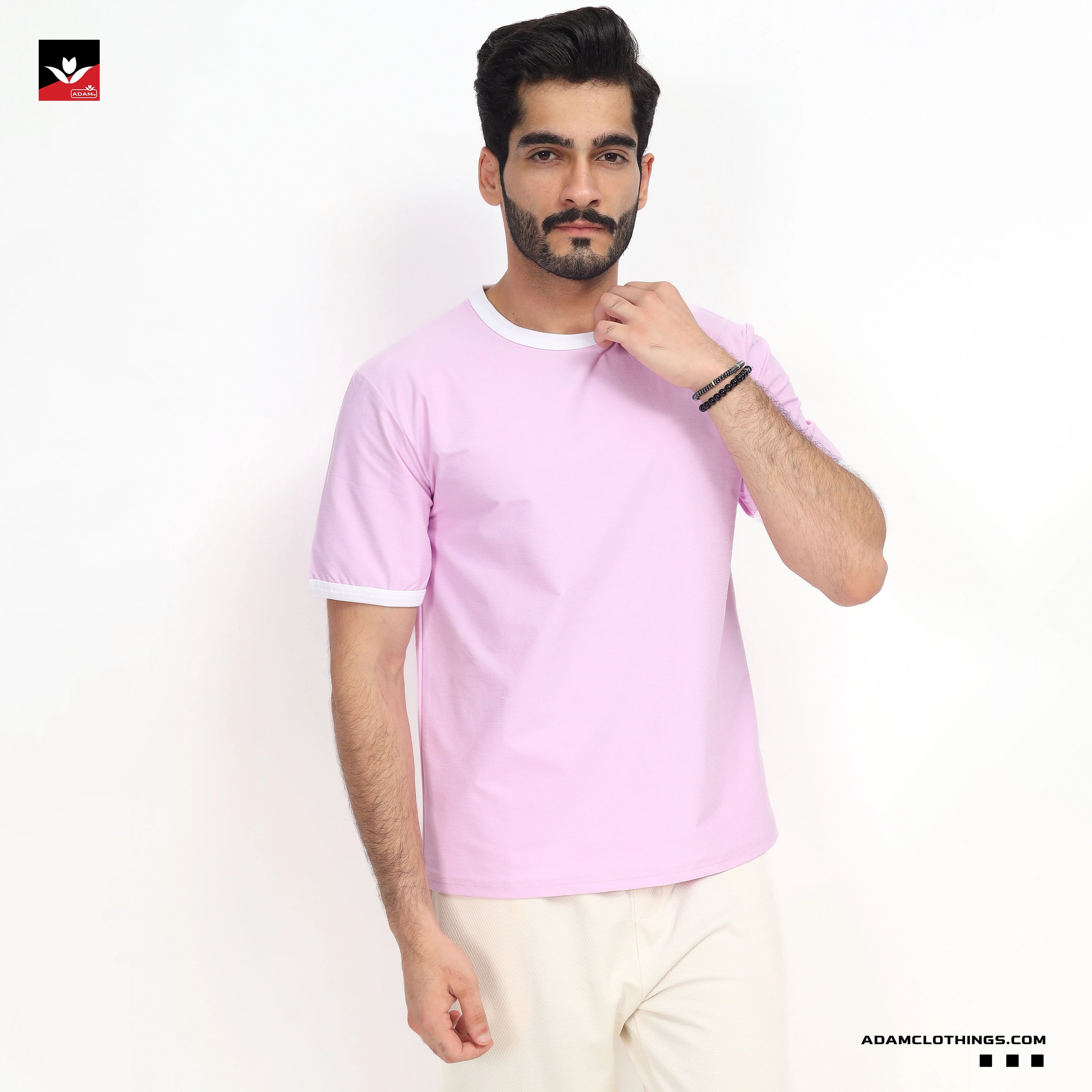 BASIC CONTRAST RIB TEE SHIRT