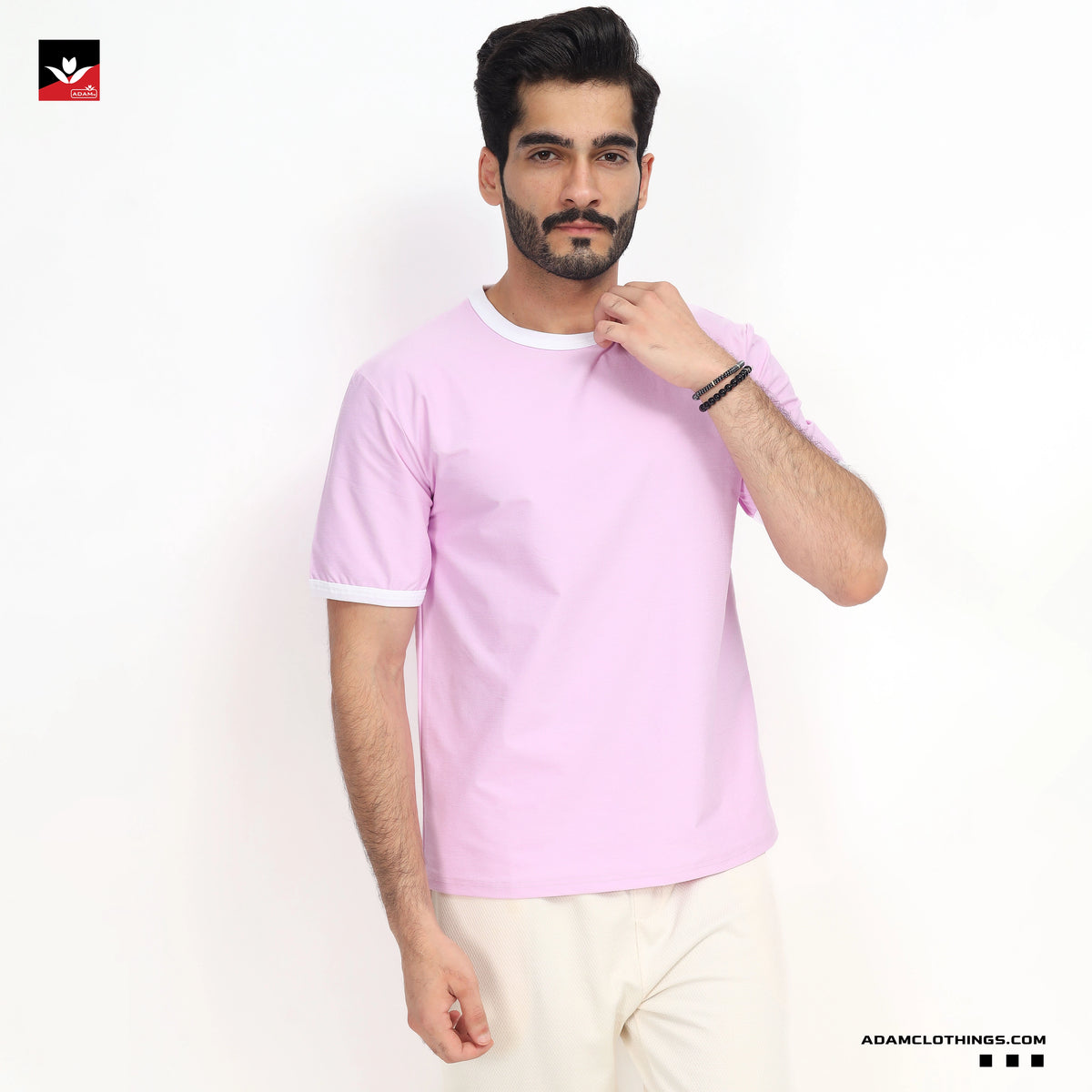 BASIC CONTRAST RIB TEE SHIRT