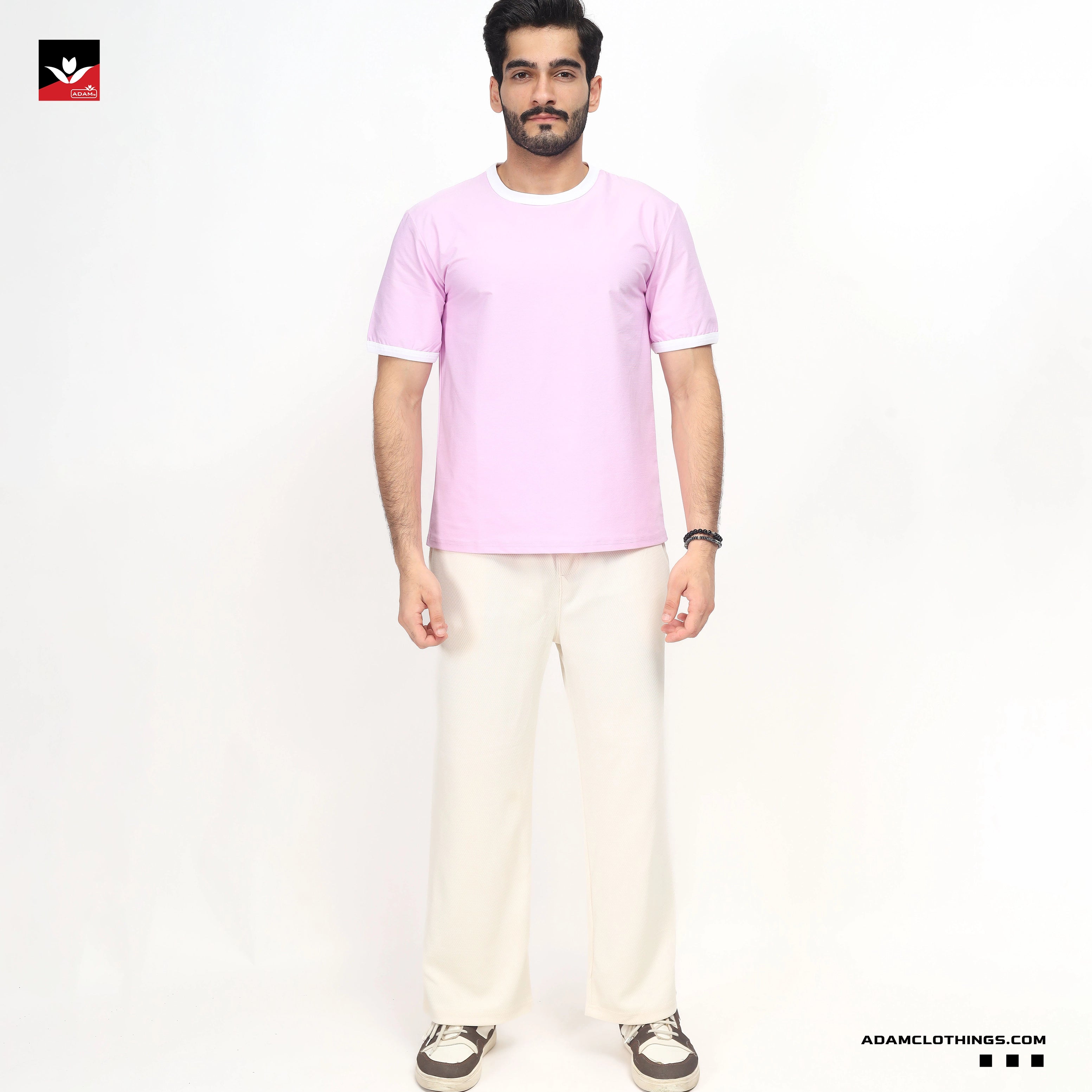BASIC CONTRAST RIB TEE SHIRT