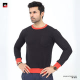 CONTRAST RIB BLACK SWEATSHIRT
