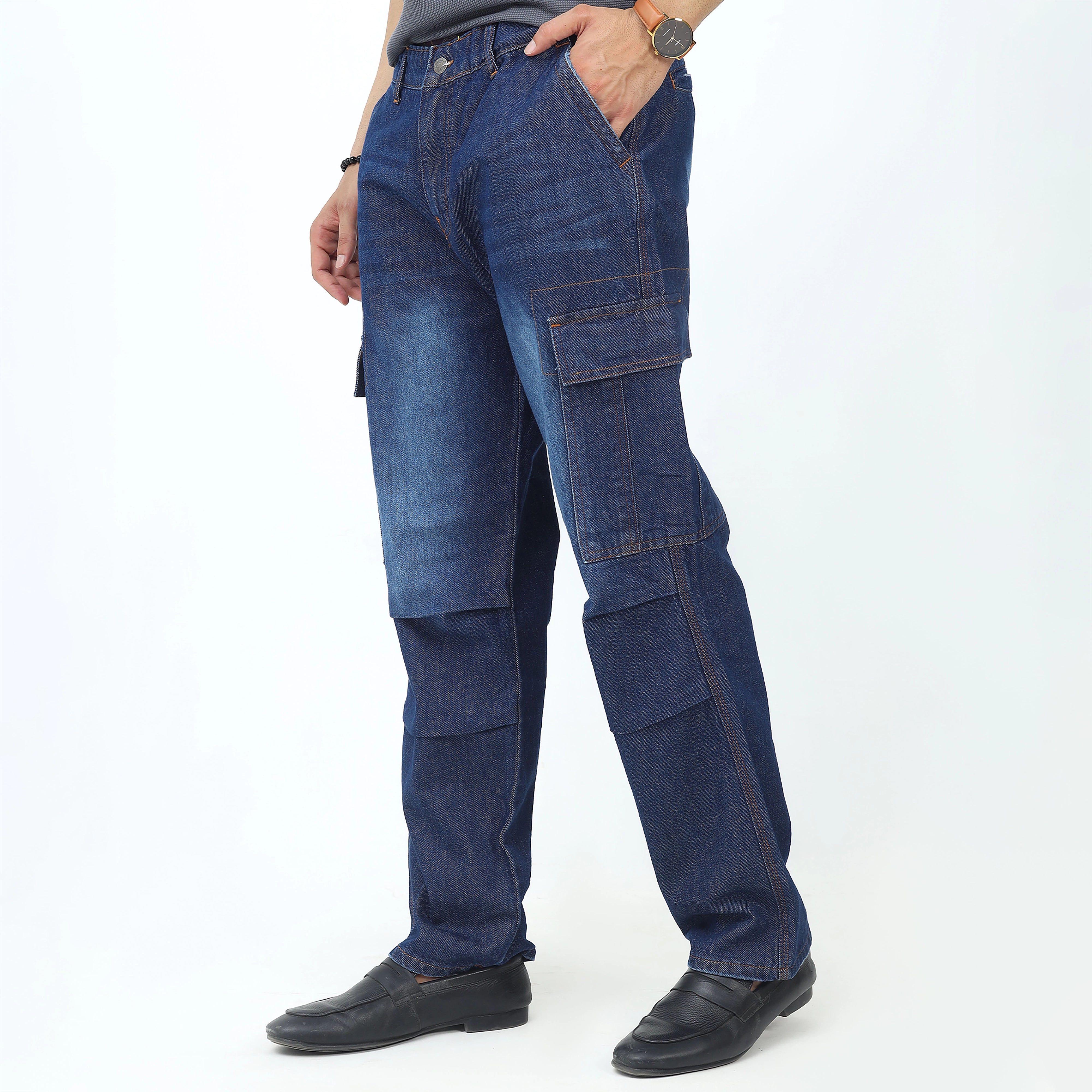 Cargo Relaxed Fit Denim Jeans for Men – ADAM