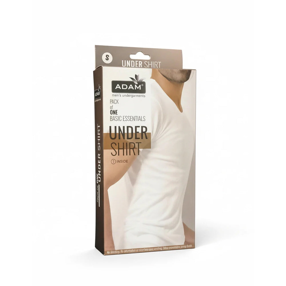 Men's White Under Shirt - Retail Packaging Product Box Shot