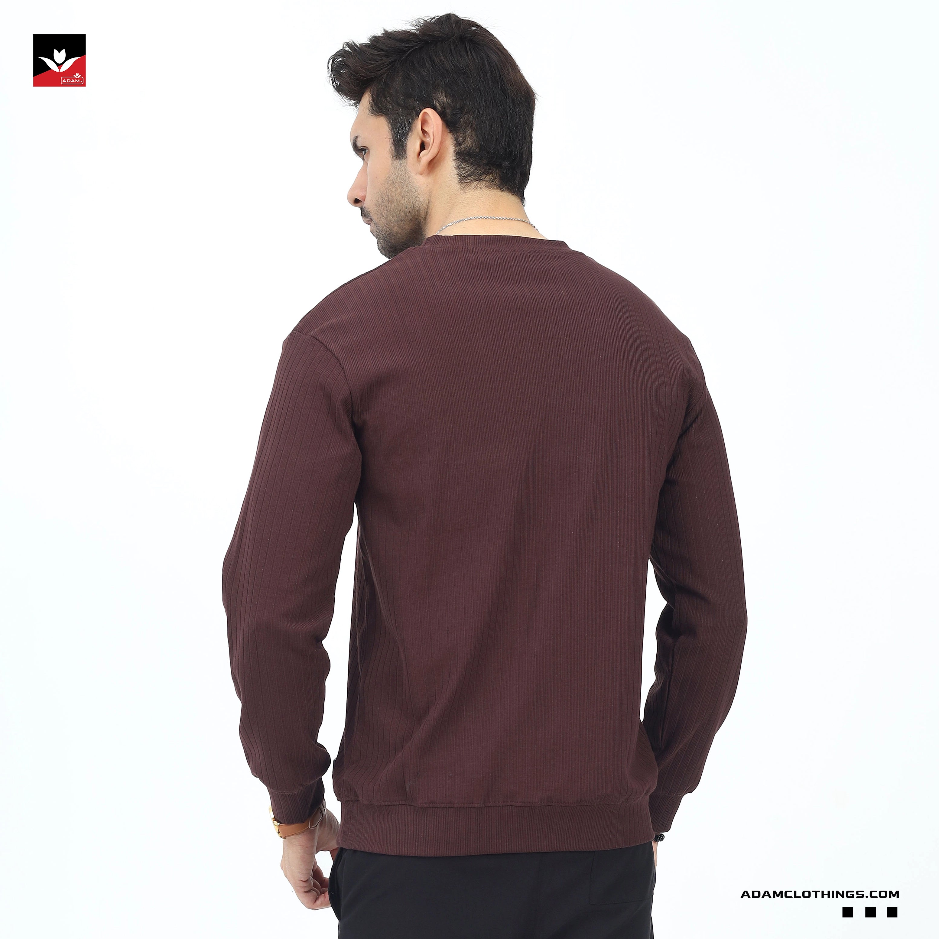 TEXTURED RIBEED MEHROON SWEATSHIRT