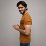 Mustard graphic t shirt side view relaxed fit ADAM