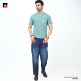 WAFFLE KNIT TEXTURED GREEN TEE SHIRT