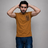 Mustard graphic t shirt for men front view soft cotton ADAM