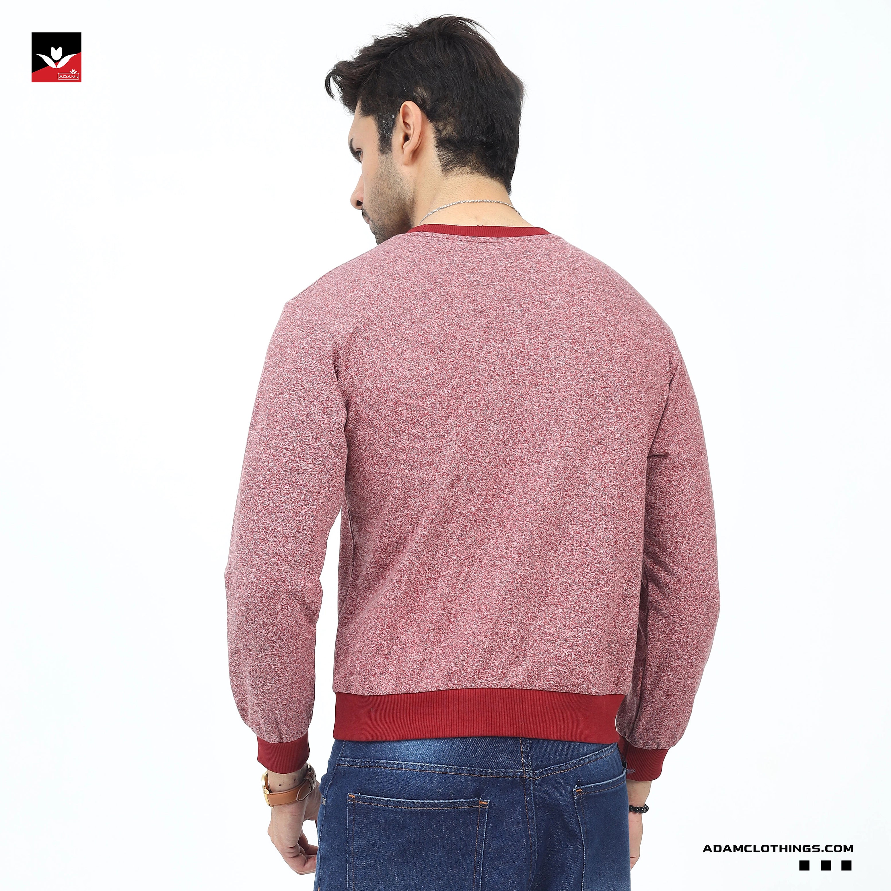 MEN TEXTURED MAROON SWEATSHIRT