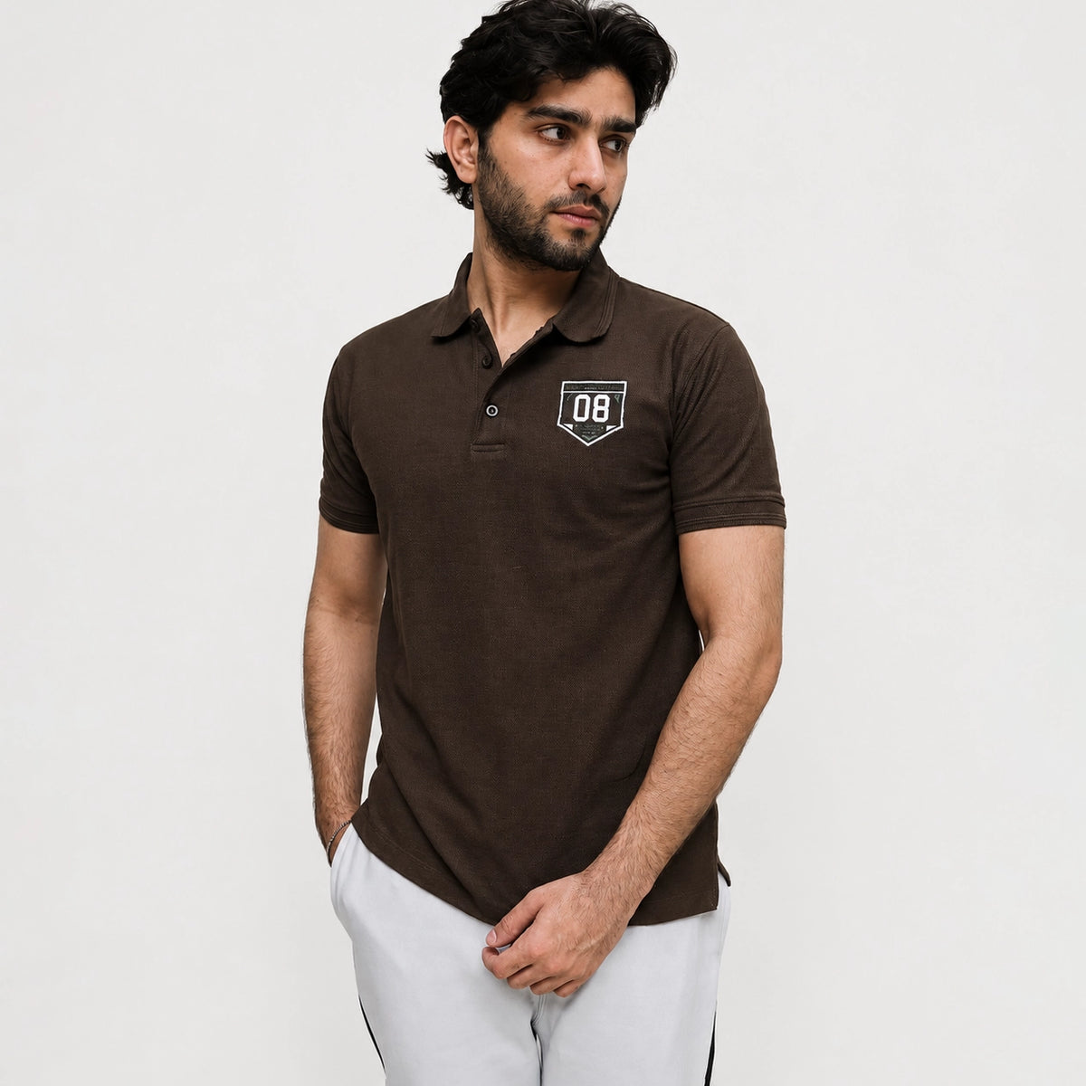 Brown Embroidered Polo Shirt – Limited Stock!