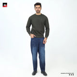 MEN OLIVE PLAIN SWEATSHIRT
