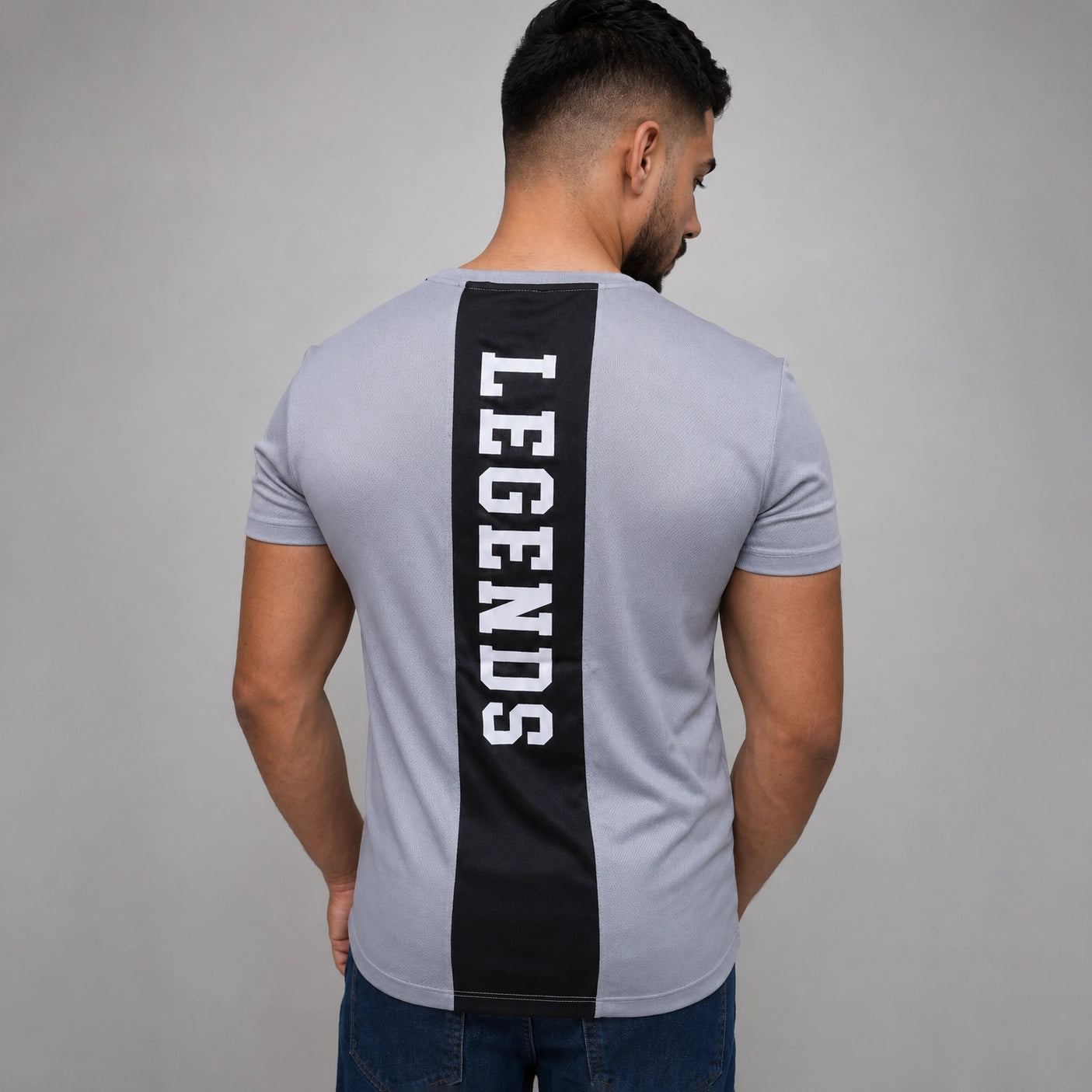 Grey Graphic  t shirt back view casual fit Pakistan